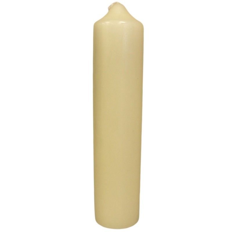 Large classic ivory pillar candle with a smooth finish and a traditional church candle design.