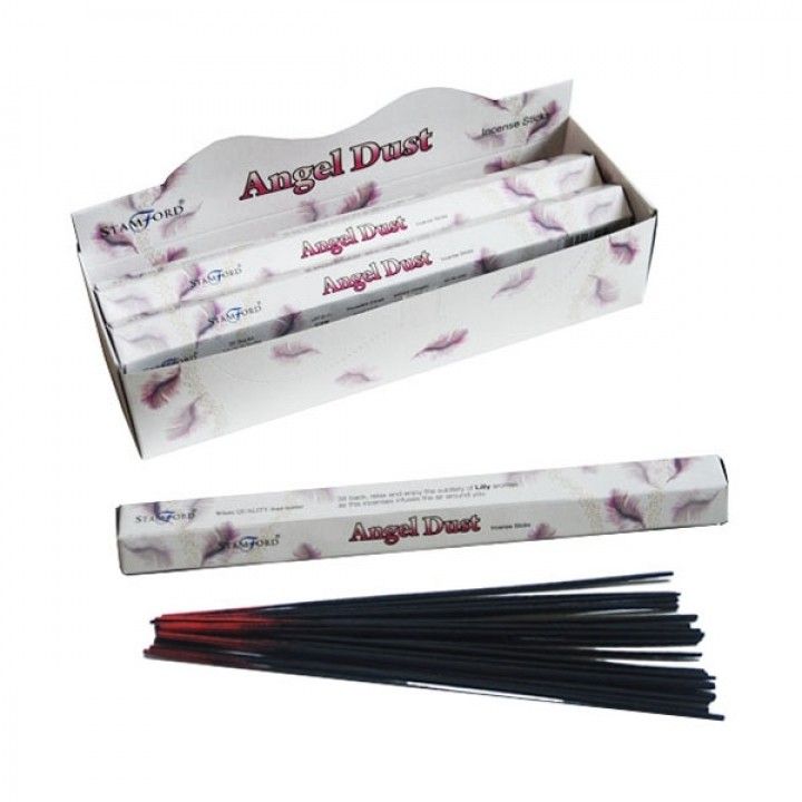 Hexagonal box of premium incense sticks featuring an angelic theme and light blue design.