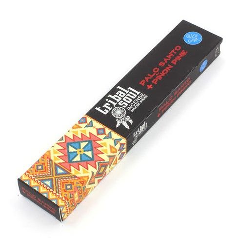 Handcrafted incense sticks featuring a blend of Palo Santo and Pinon Pine in a decorative earthy box.