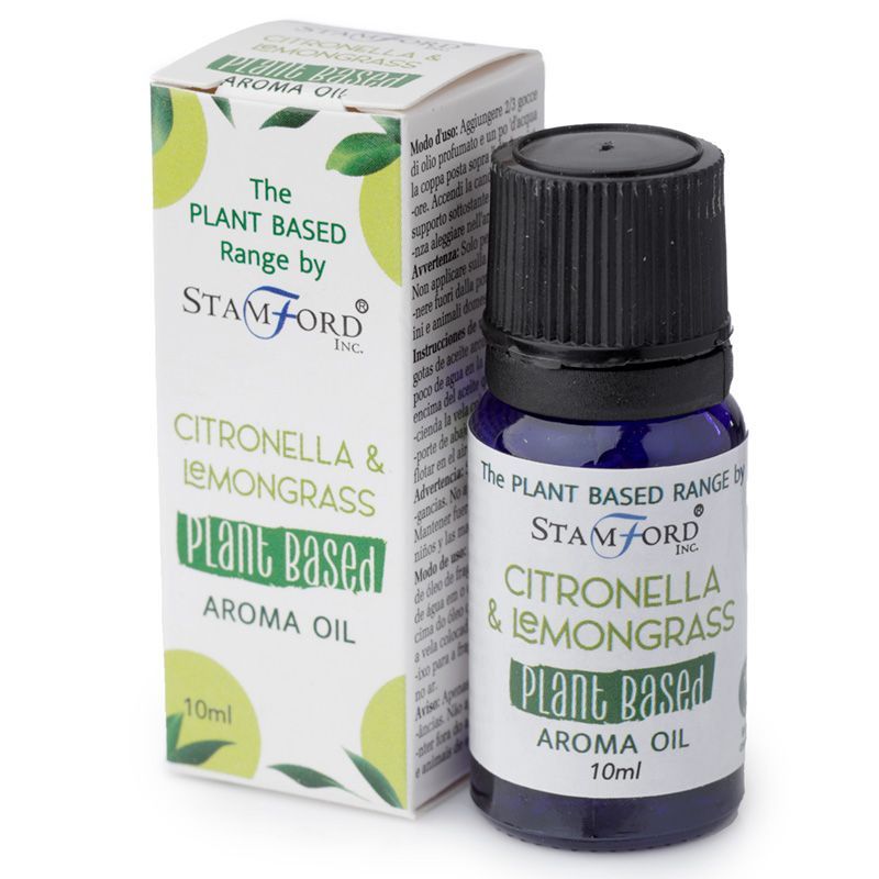 Bottle of Citronella and Lemongrass plant-based aroma oil with a clean, minimalist label.
