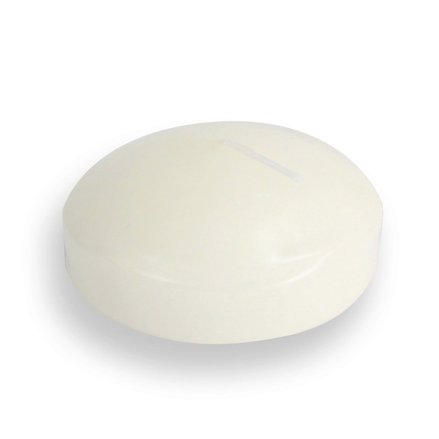 Large elegant ivory-coloured round floating candle for water displays and centrepieces.