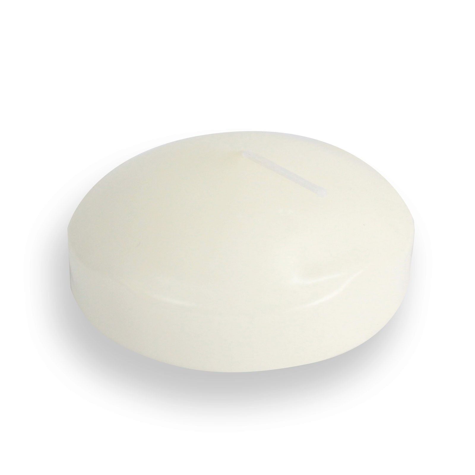 Large elegant ivory-coloured round floating candle for water displays and centrepieces.