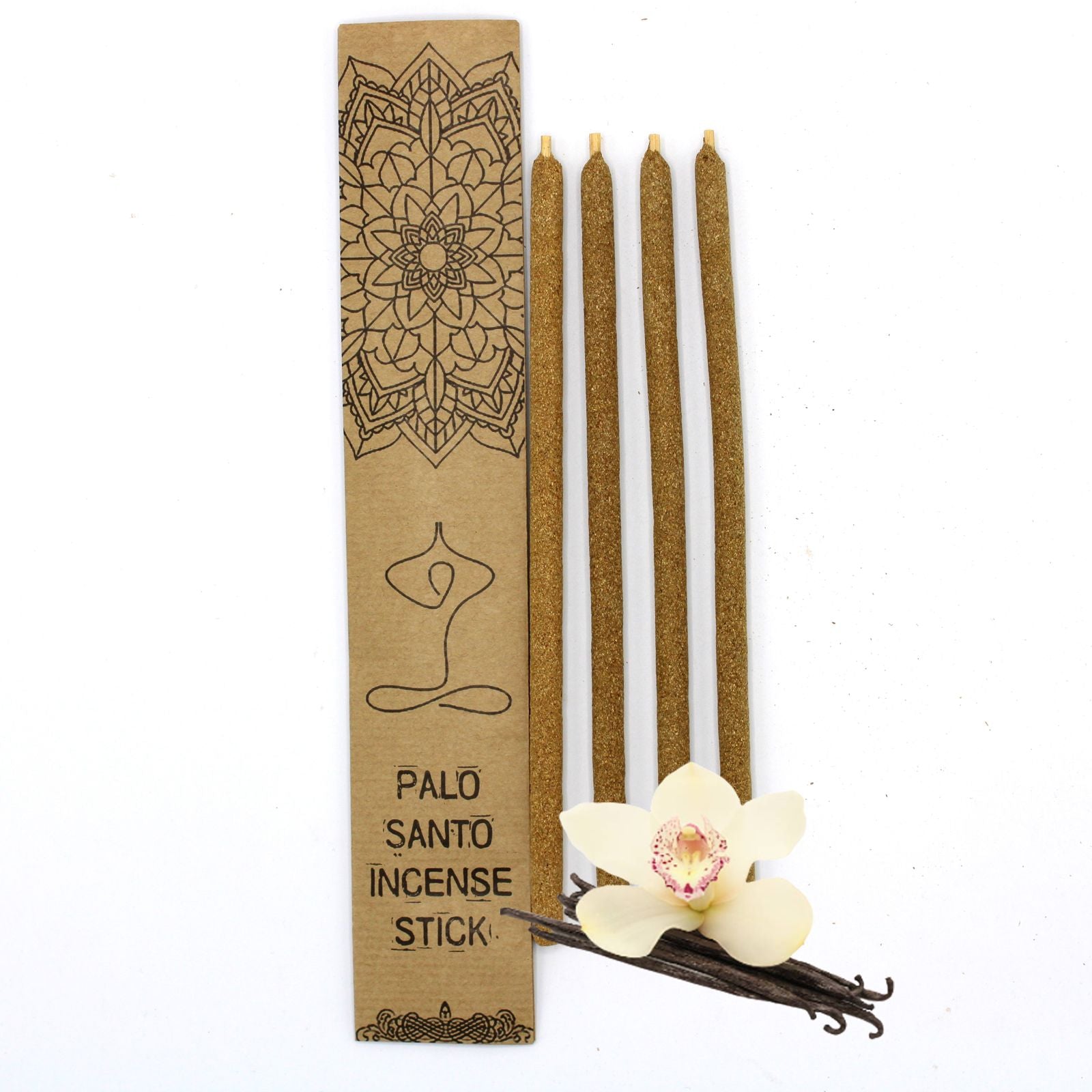 Large hand-rolled incense sticks with a textured finish, showcasing a blend of natural palo santo wood and sweet vanilla.