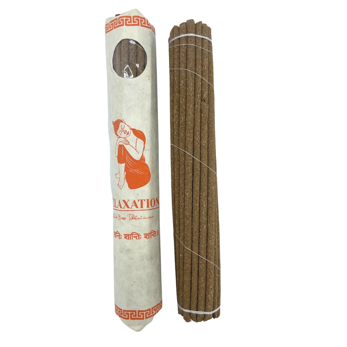 Hand-rolled premium Tibetan incense sticks in a traditional paper-wrapped roll with a calming aesthetic.