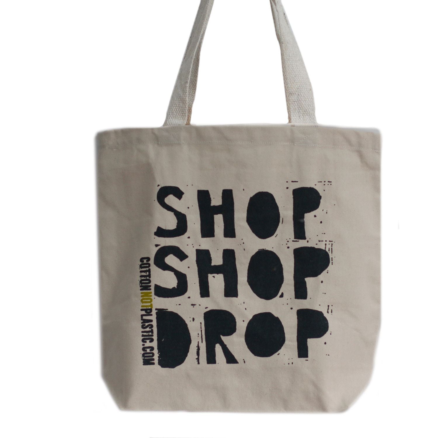 Large reusable eco cotton shopping bag with long shoulder handles and a spacious gusset design.