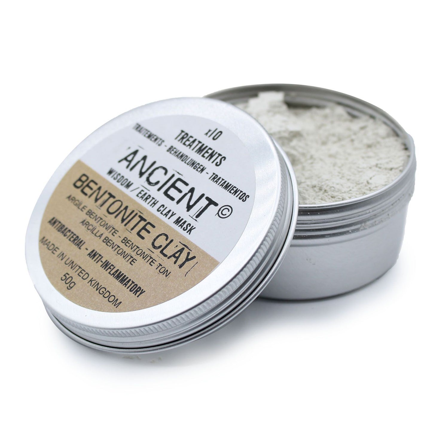 Fine grey-toned volcanic ash powder in a clear bag, ideal for making natural clay face masks.