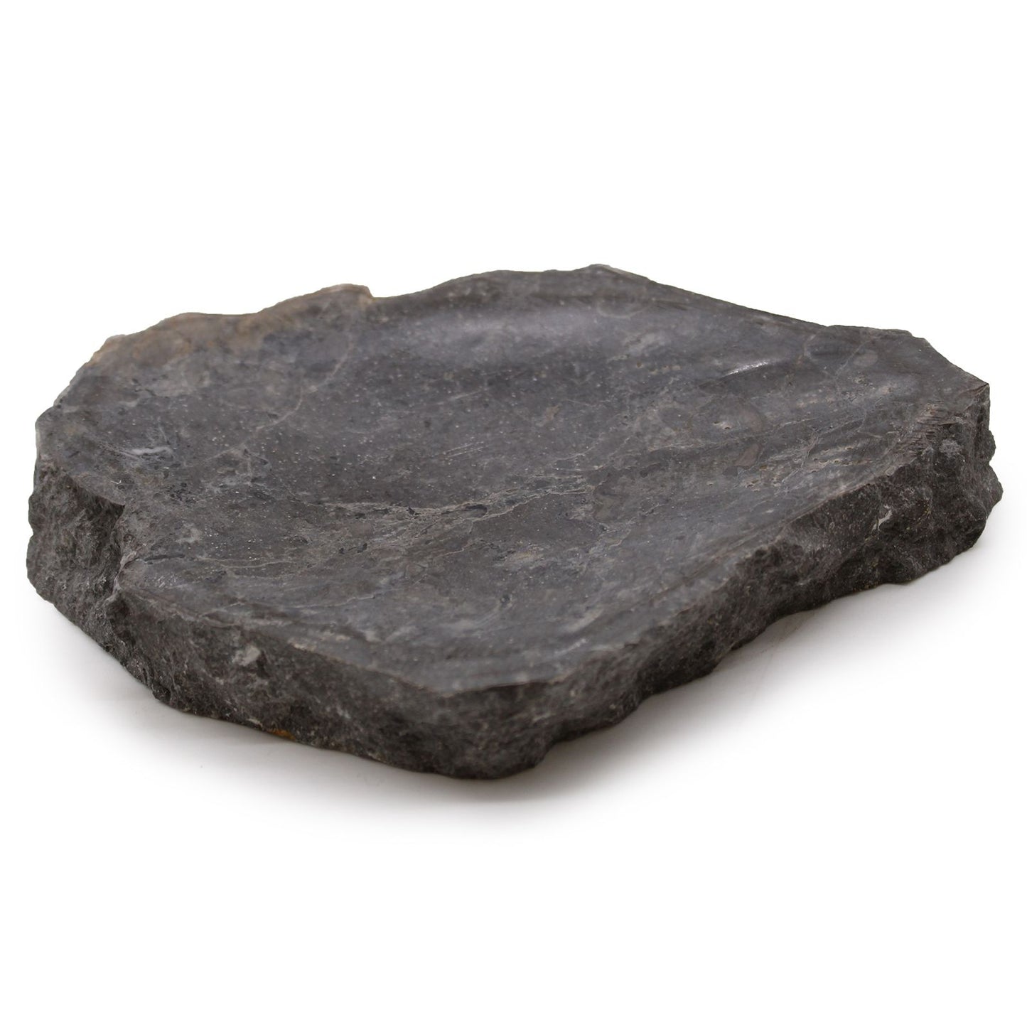 Elegant rectangular grey marble soap dish with natural white veining and a smooth polished finish.