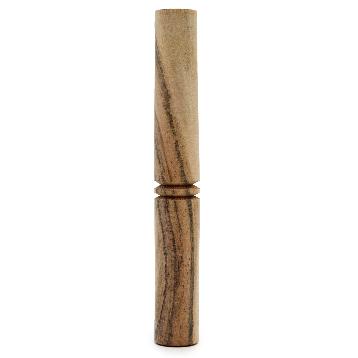A smooth, plain wooden striker designed for playing Tibetan singing bowls, 19cm in length.