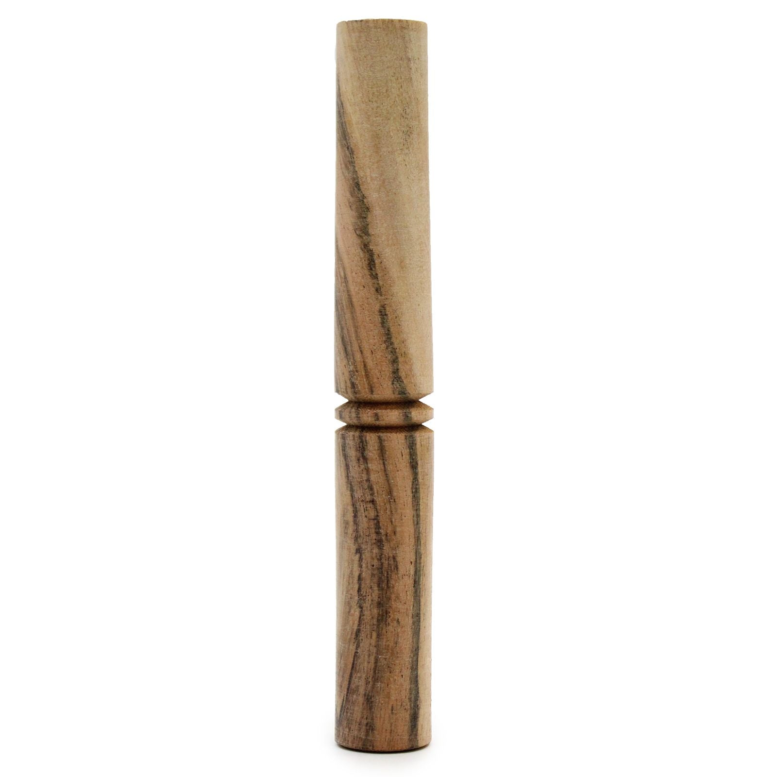 A smooth, plain wooden striker designed for playing Tibetan singing bowls, 19cm in length.