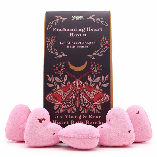 Beautifully packaged gift box containing heart-shaped bath bombs with a romantic floral design.