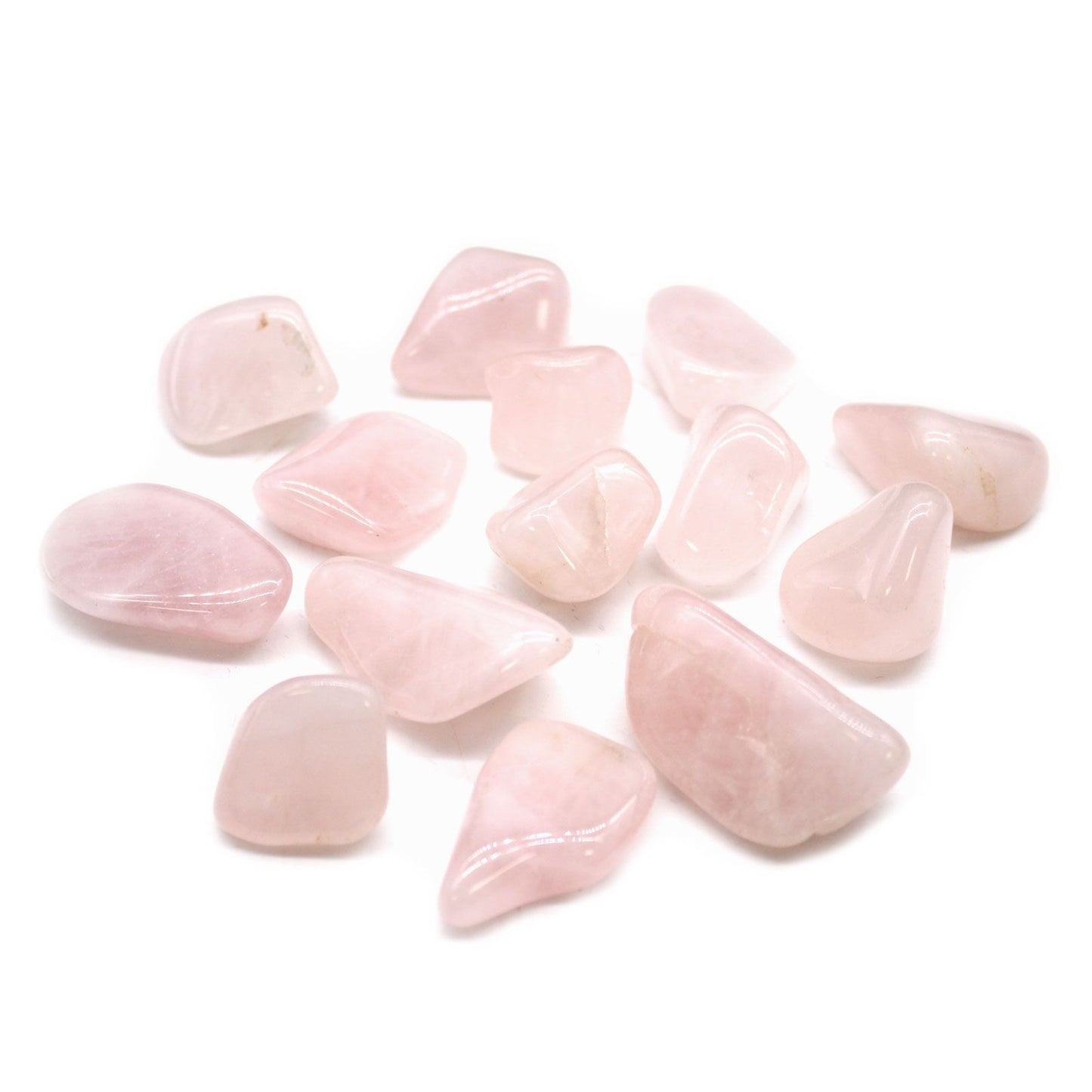 Large polished rose quartz tumble stone with a smooth glossy finish and soft pink hues.