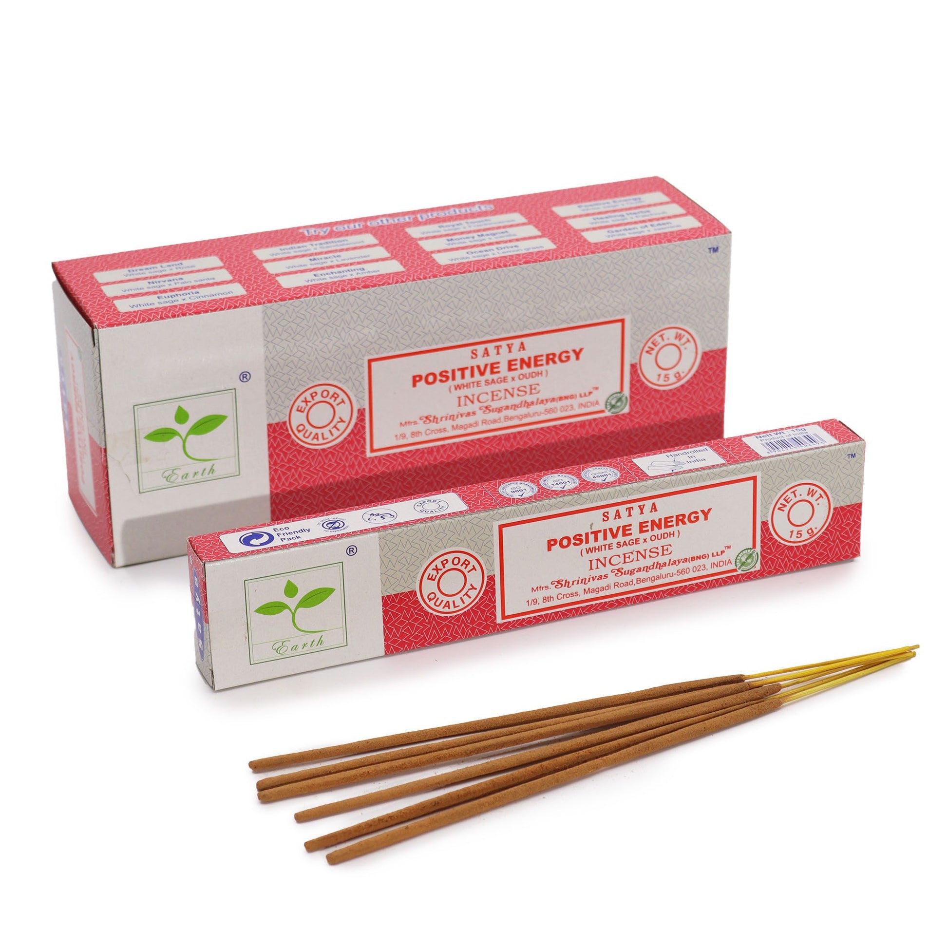 Individual 15g pack of incense sticks featuring a blend of white sage and oudh for spiritual cleansing and positive energy.