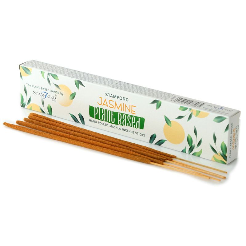 Close up of hand-rolled Jasmine masala incense sticks showing a natural, textured finish and floral scent profile.