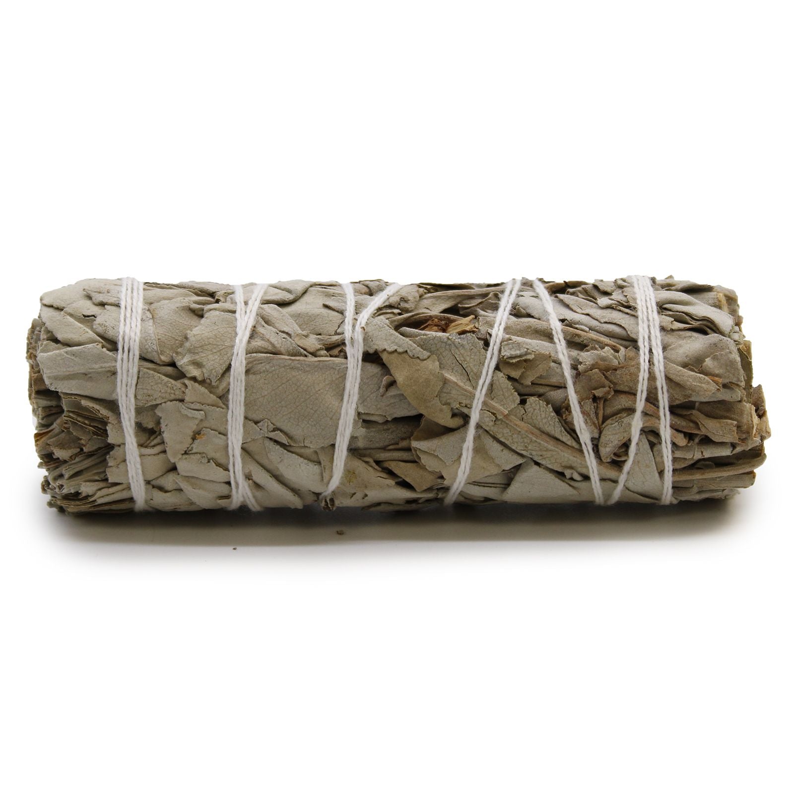 Hand-tied bundle of dried white sage leaves for smudging and space clearing rituals.