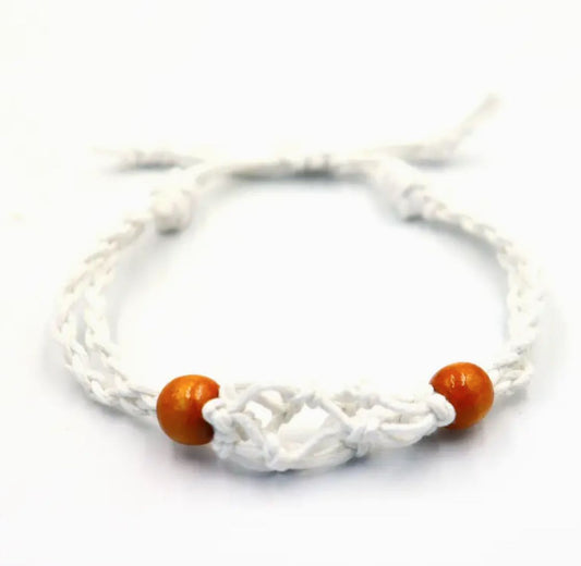 White adjustable cord for crystal gemstone bracelets with a minimalist sliding knot design.