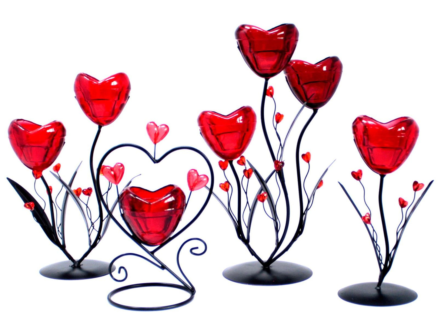 Romantic Candleholder - Twin Hearts Flower