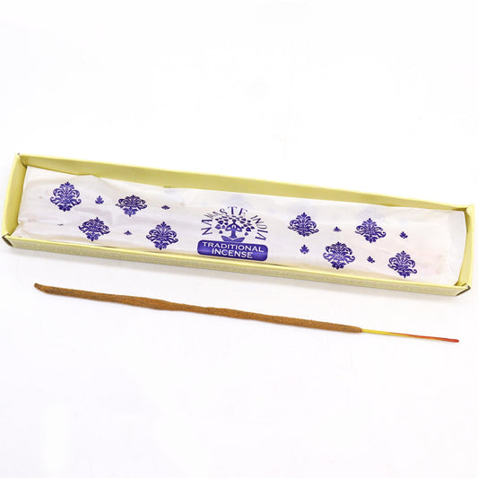 Handcrafted masala incense sticks in a decorative black box featuring an intricate white mandala pattern.