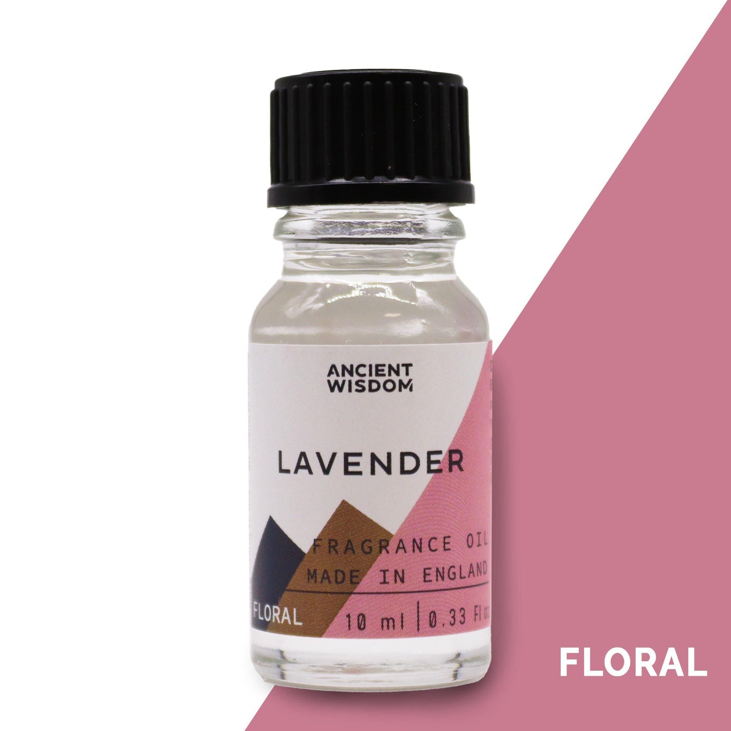 A 10ml glass bottle of lavender fragrance oil with a simple dropper cap against a neutral background.