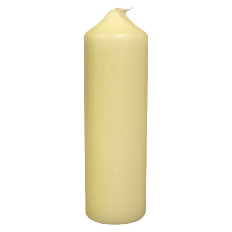 Large classic ivory pillar candle with a smooth finish and traditional cylindrical shape.