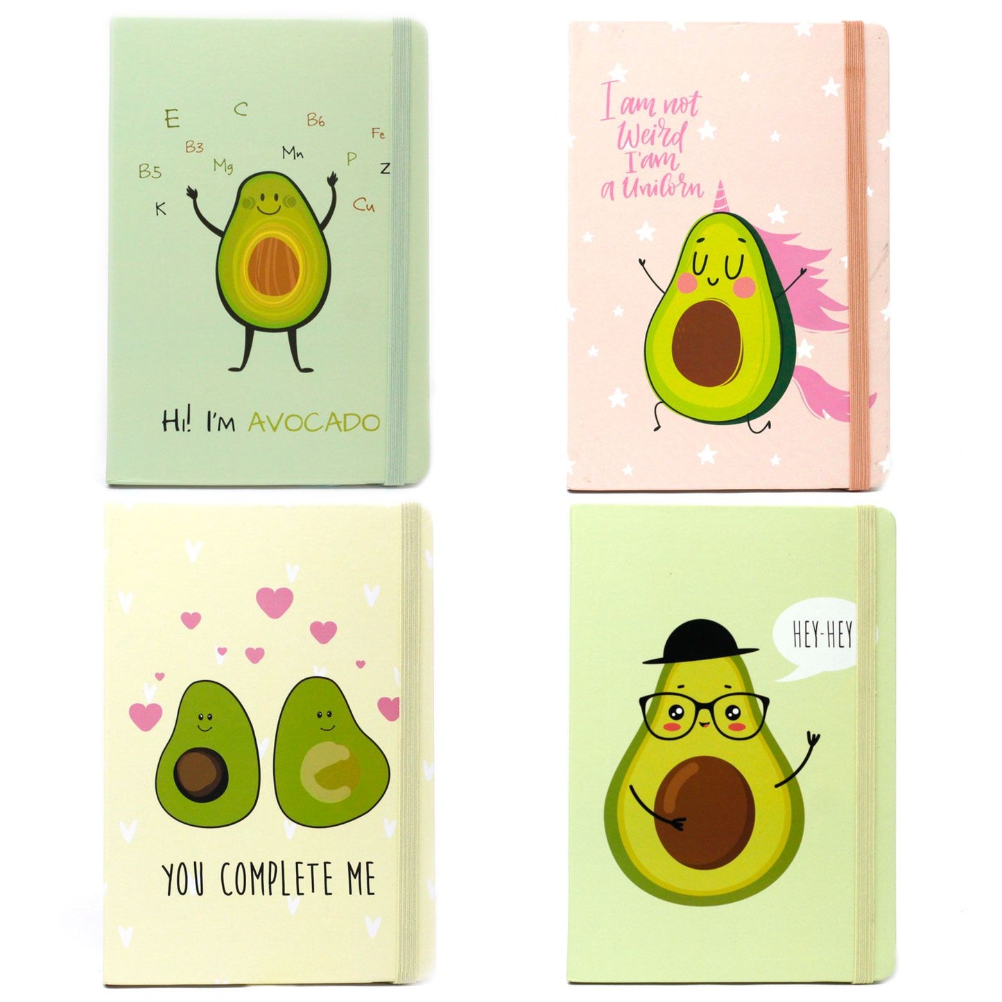 A5 notebook with a fun and colourful crazy avocado design on the cover, ideal for journaling and notes.