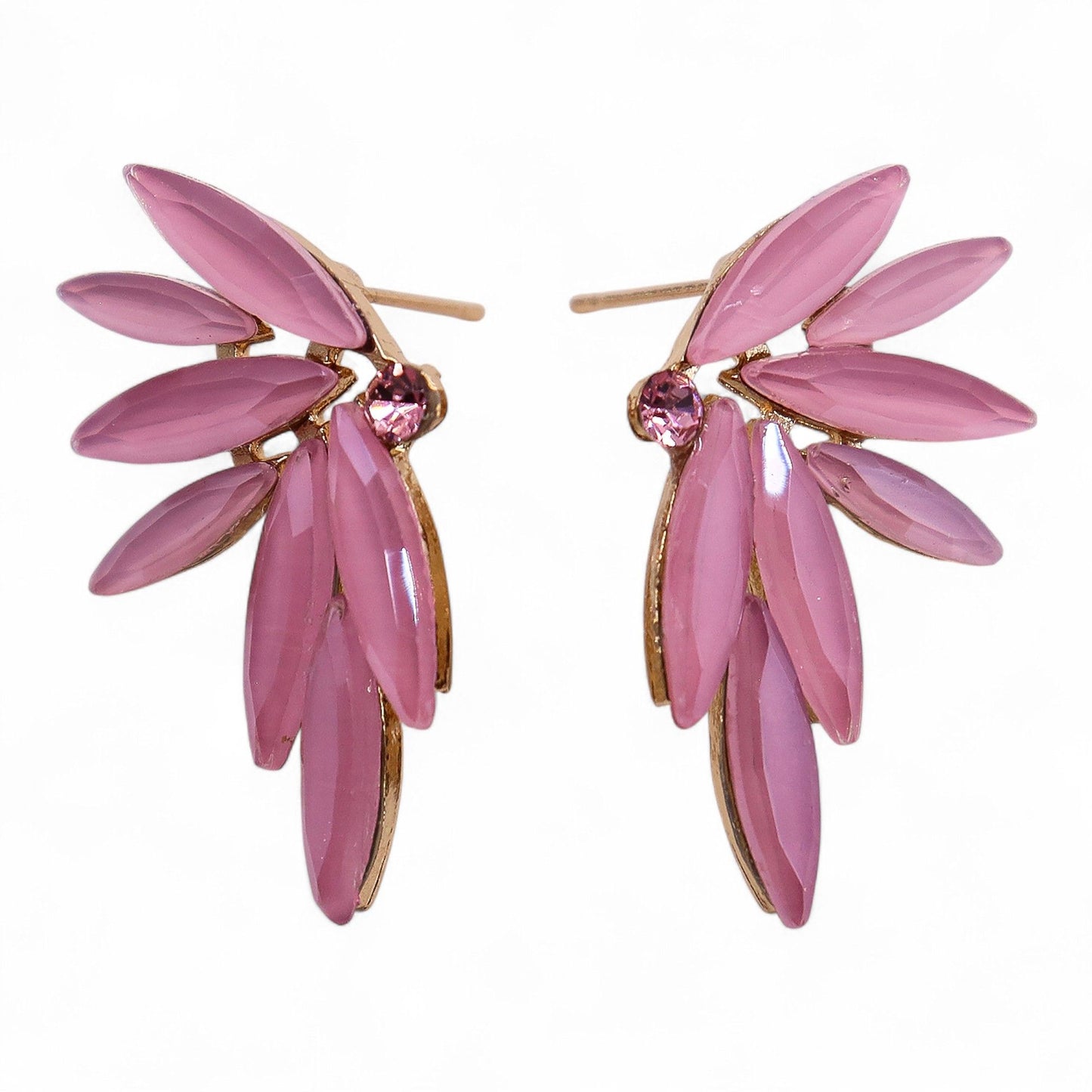 Elegant drop earrings featuring soft pink vintage glass beads suspended from polished stainless steel hooks.