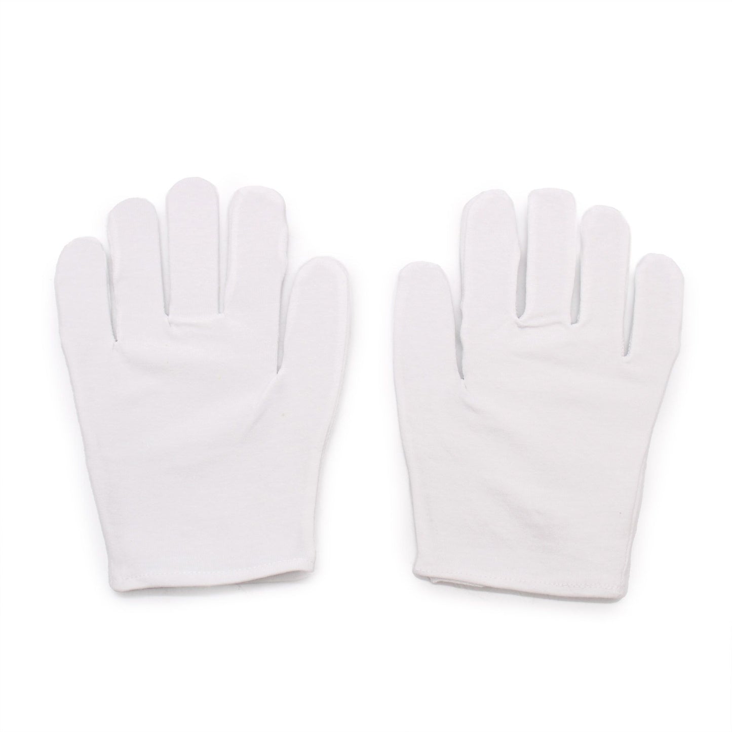 Pair of white soft cotton professional treatment gloves for hand hydration and beauty therapy.