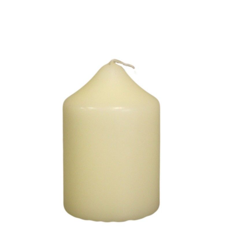 Classic ivory pillar church candle with a smooth finish and traditional cylindrical shape.