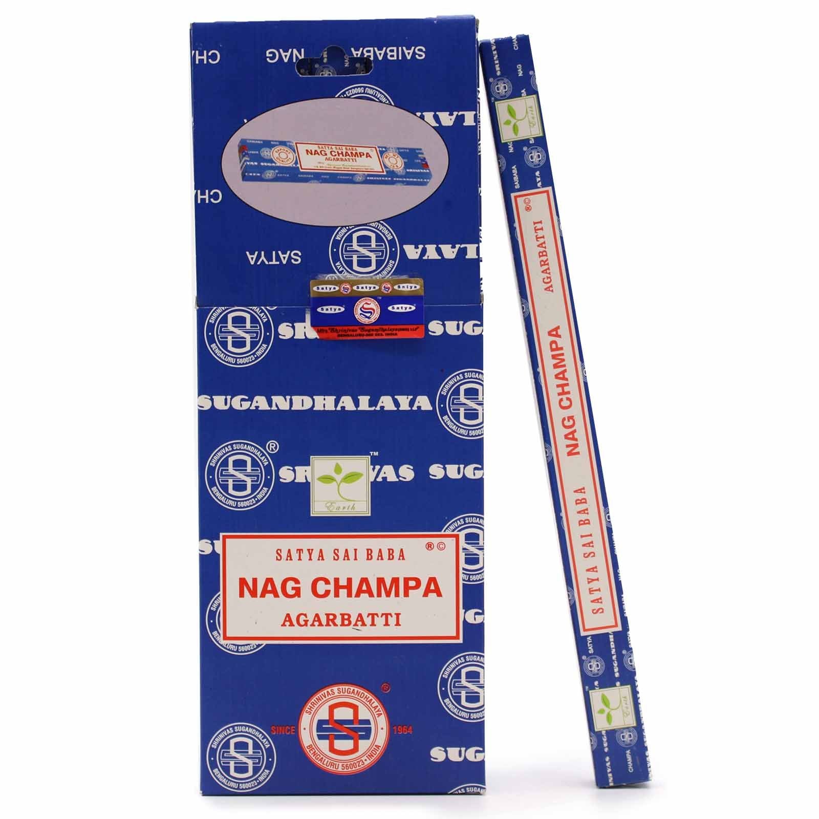 Hand-rolled masala incense sticks in a traditional blue box featuring a floral and sandalwood scent profile.