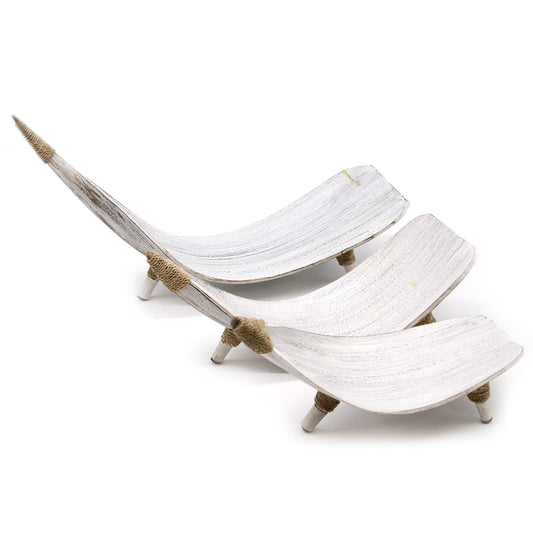 Eco-friendly handcrafted coconut leaf bowl set with a stylish whitewashed finish, perfect for displaying fresh fruit.