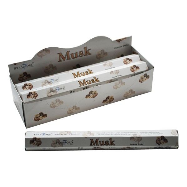 Hexagonal pack of premium musk incense sticks showing a traditional design for home fragrance.