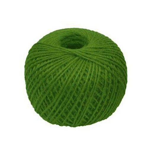 Coil of durable green 3-ply jute twine used for decorative crafts and garden use.