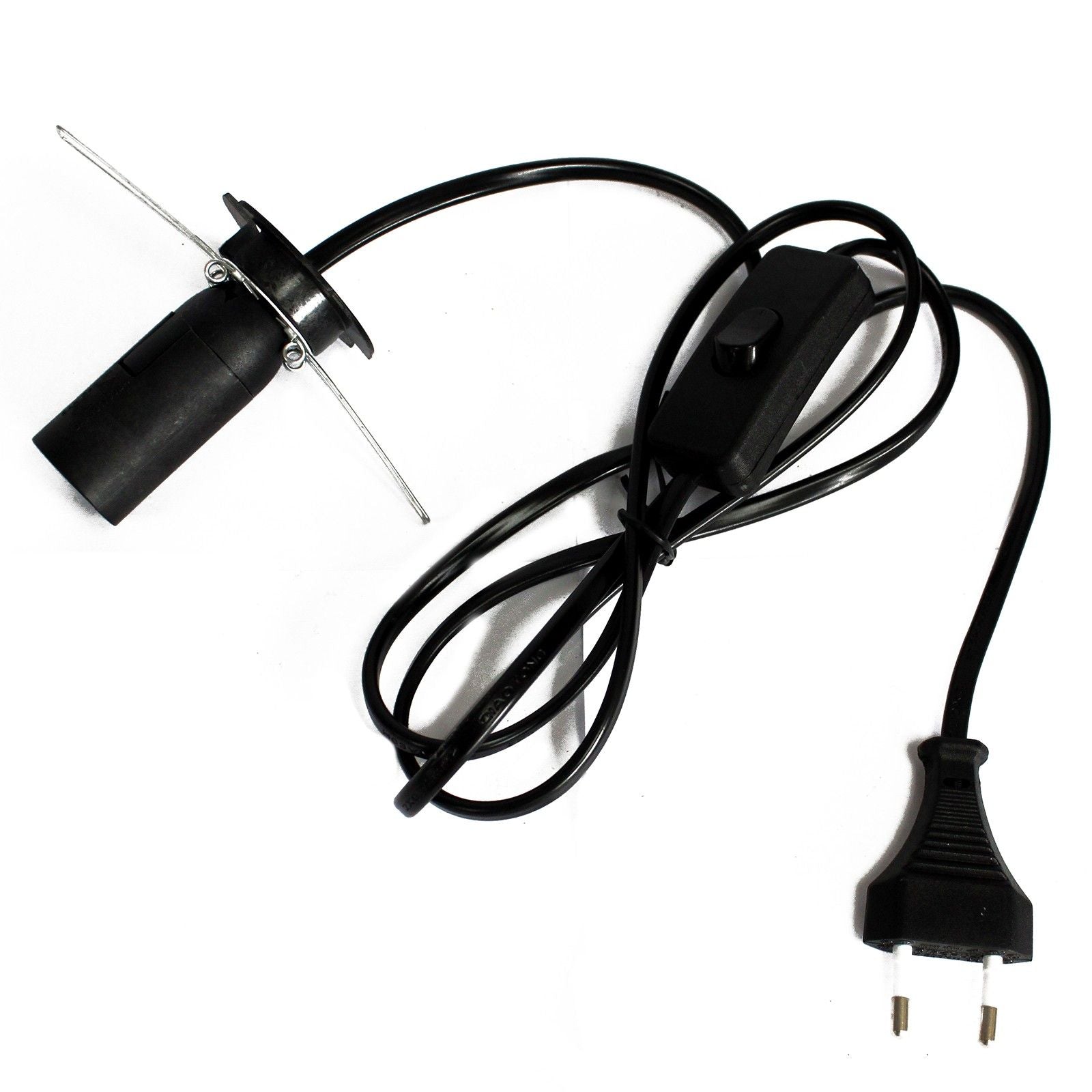 White EU salt lamp power cord with integrated bulb fitting and plug.