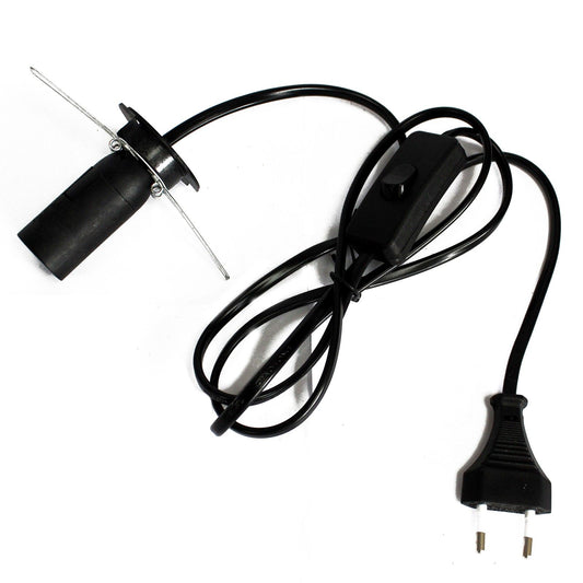 White EU salt lamp power cord with integrated bulb fitting and plug.