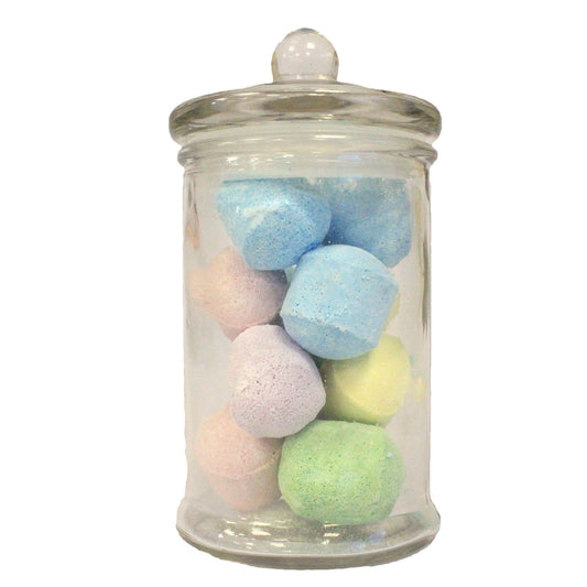 Small classic clear glass jar with a matching lid, perfect for storage or wedding gifts.