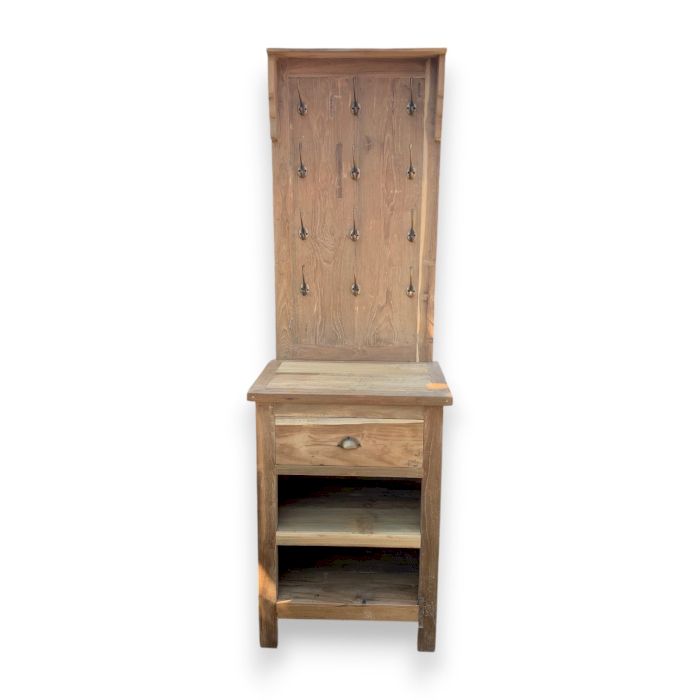 Display Stand with Hooks and Storage