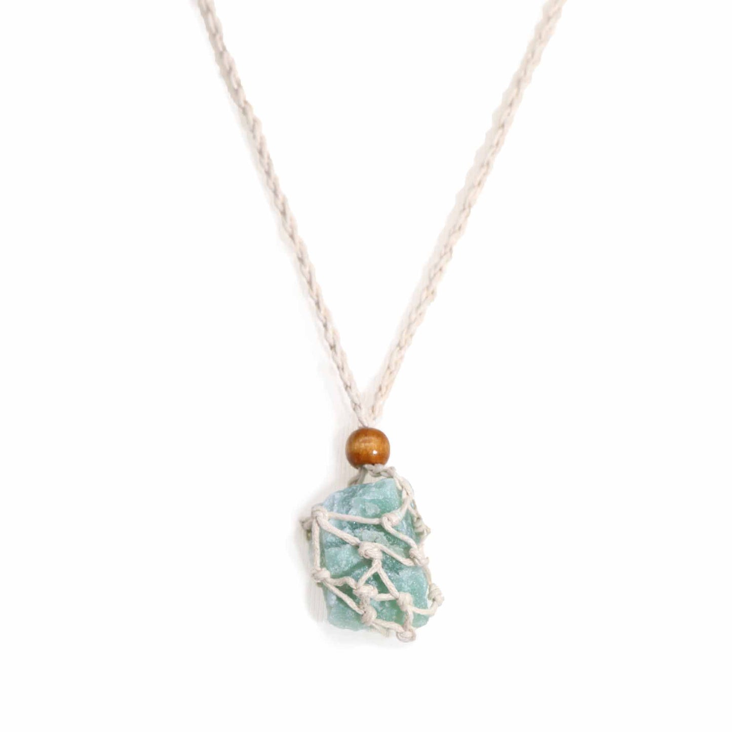 Sustainable natural fibre macramé necklace cord for holding gemstones and crystals securely.