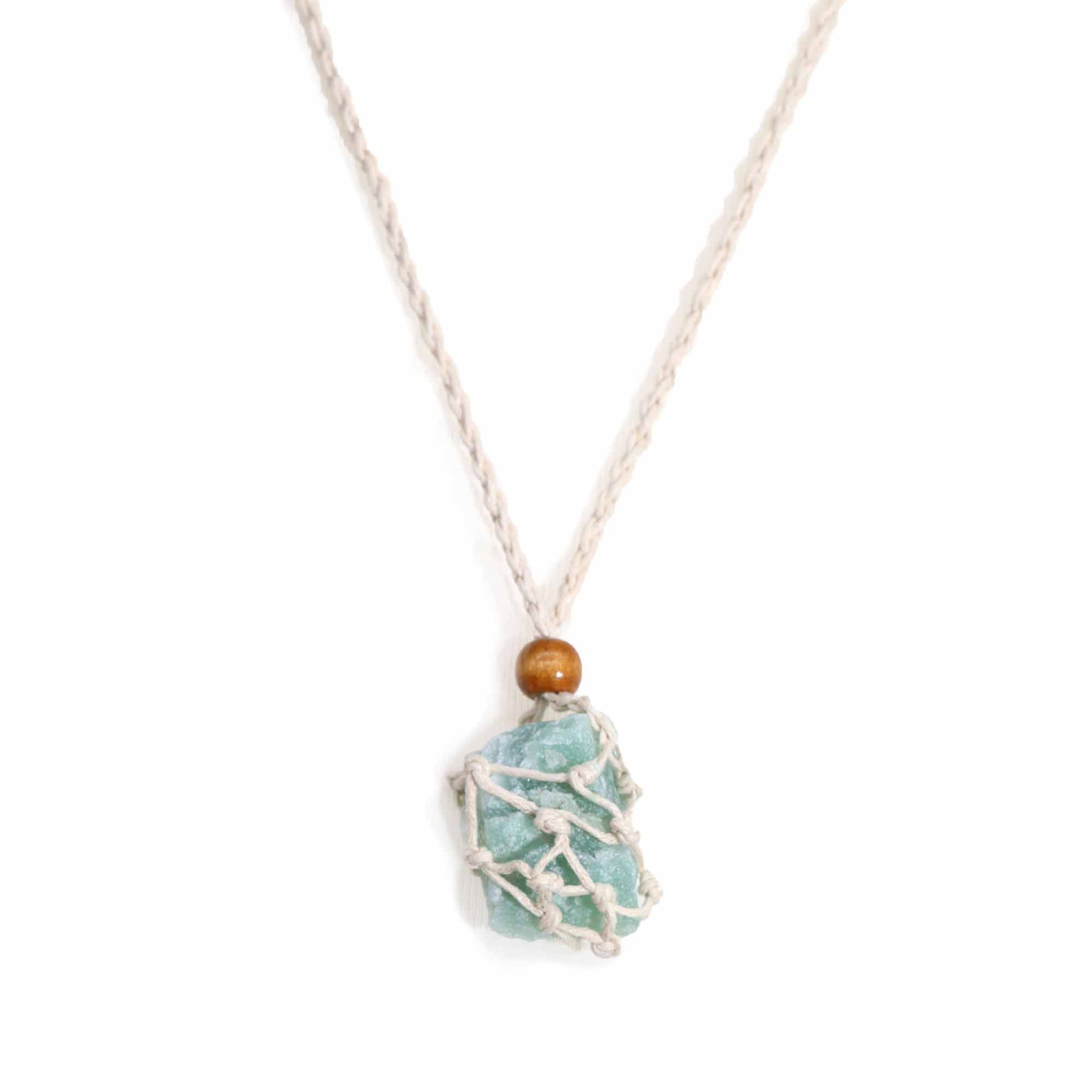 Sustainable natural fibre macramé necklace cord for holding gemstones and crystals securely.