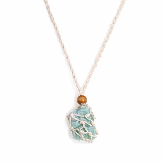 Sustainable natural fibre macramé necklace cord for holding gemstones and crystals securely.