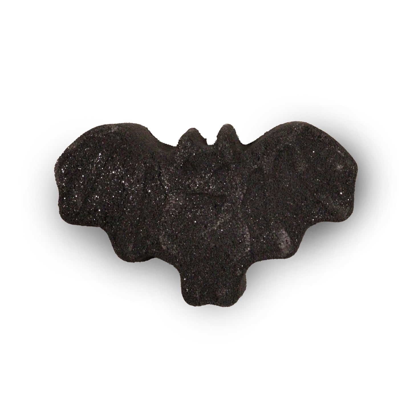 Detailed black bat-shaped bath bomb for a spooky and luxurious Halloween bathing experience.