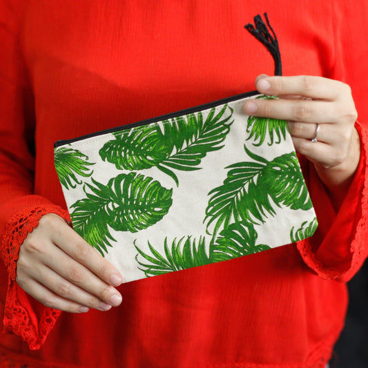Classic textile zip pouch featuring an intricate circular mandala pattern in a symmetrical design.