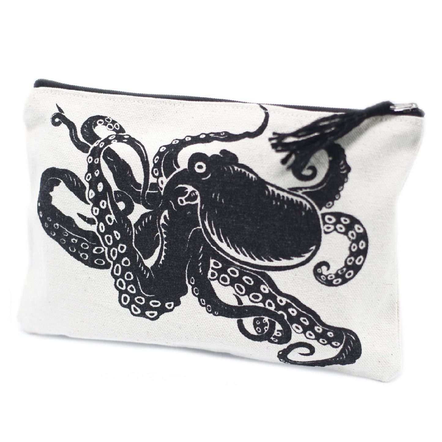 Sleek zip pouch featuring a unique nautical-inspired tentacle pattern for stylish organisation.