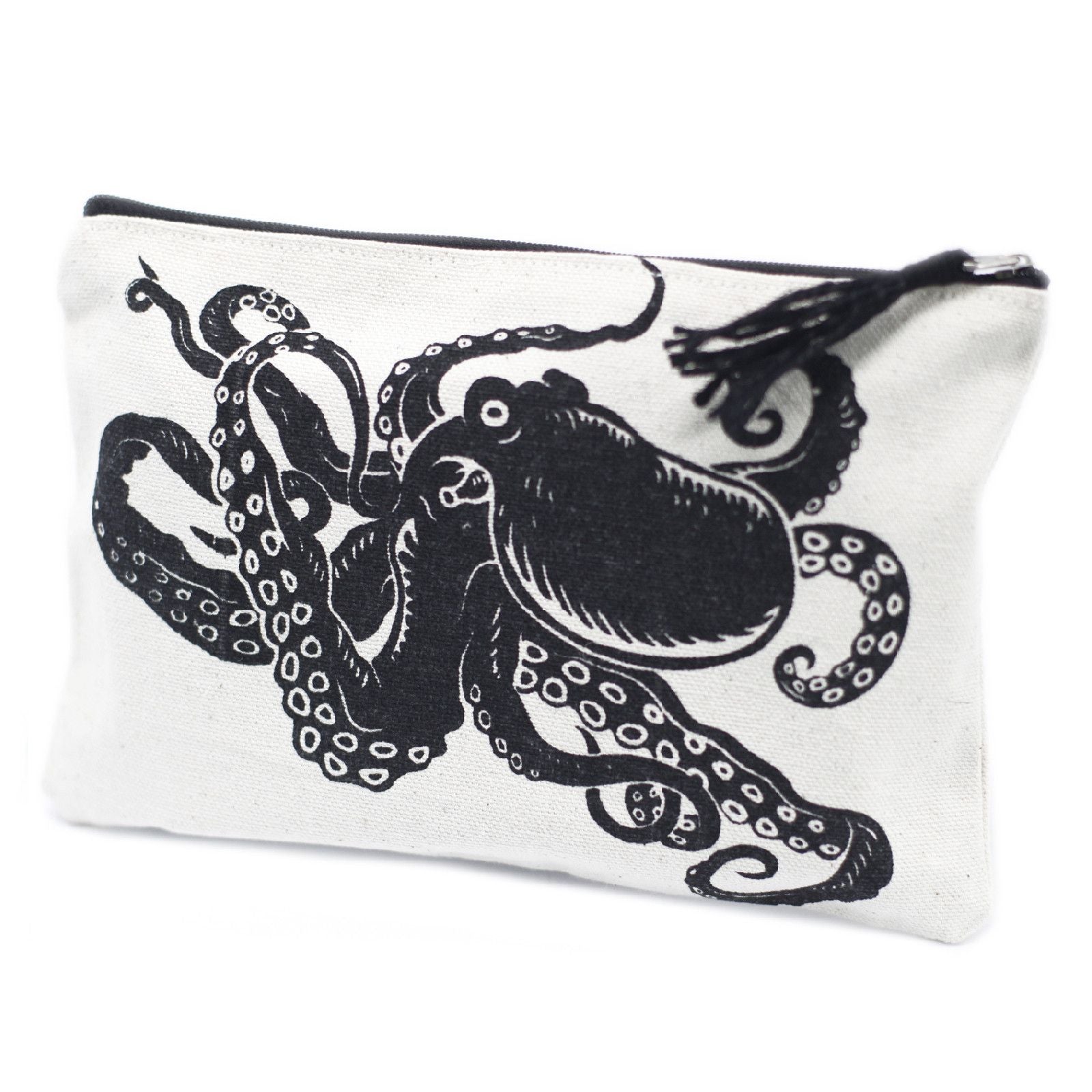 Sleek zip pouch featuring a unique nautical-inspired tentacle pattern for stylish organisation.
