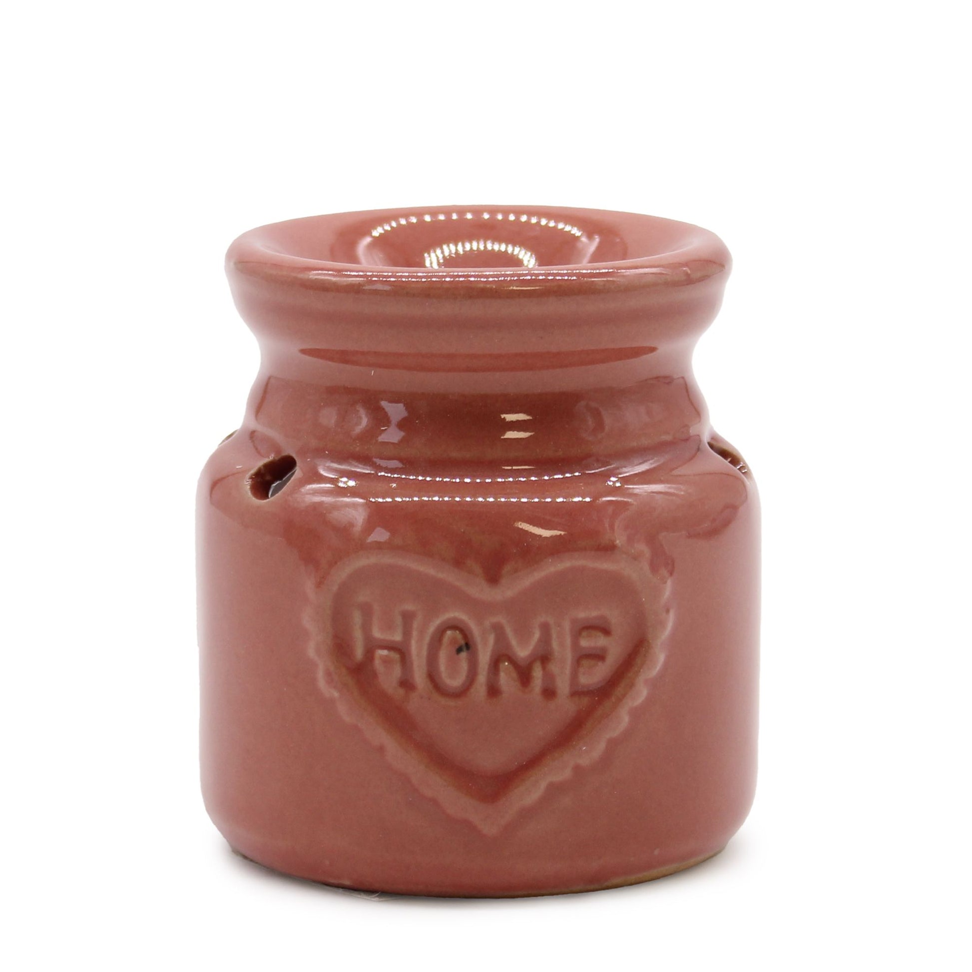 Colourful ceramic oil burner with a decorative home-themed design and a deep bowl for wax melts.