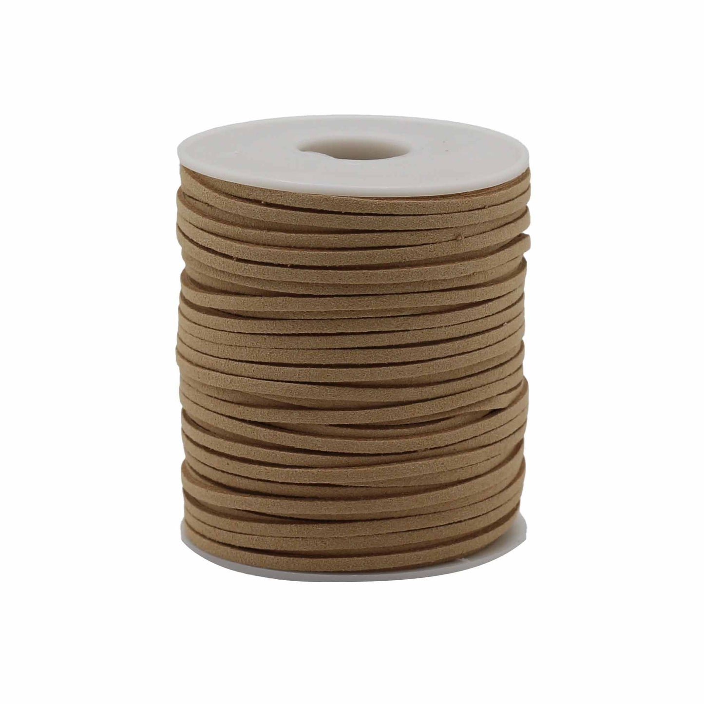 Tan faux suede pendant cord on a bulk roll for jewellery making and spiritual crafting.