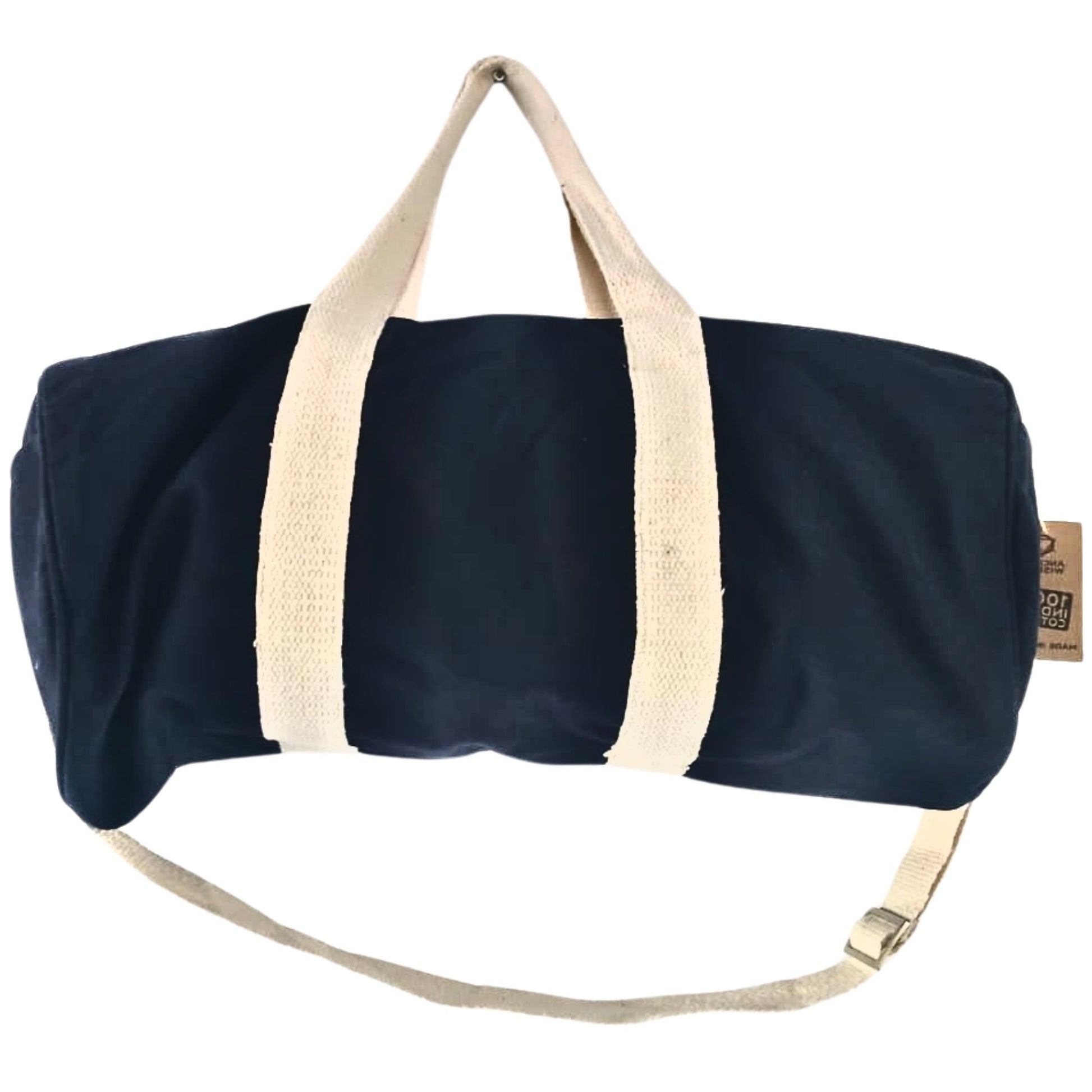 Durable navy blue gym bag featuring a motivational 'Don't Quit' slogan in a clean, modern font.