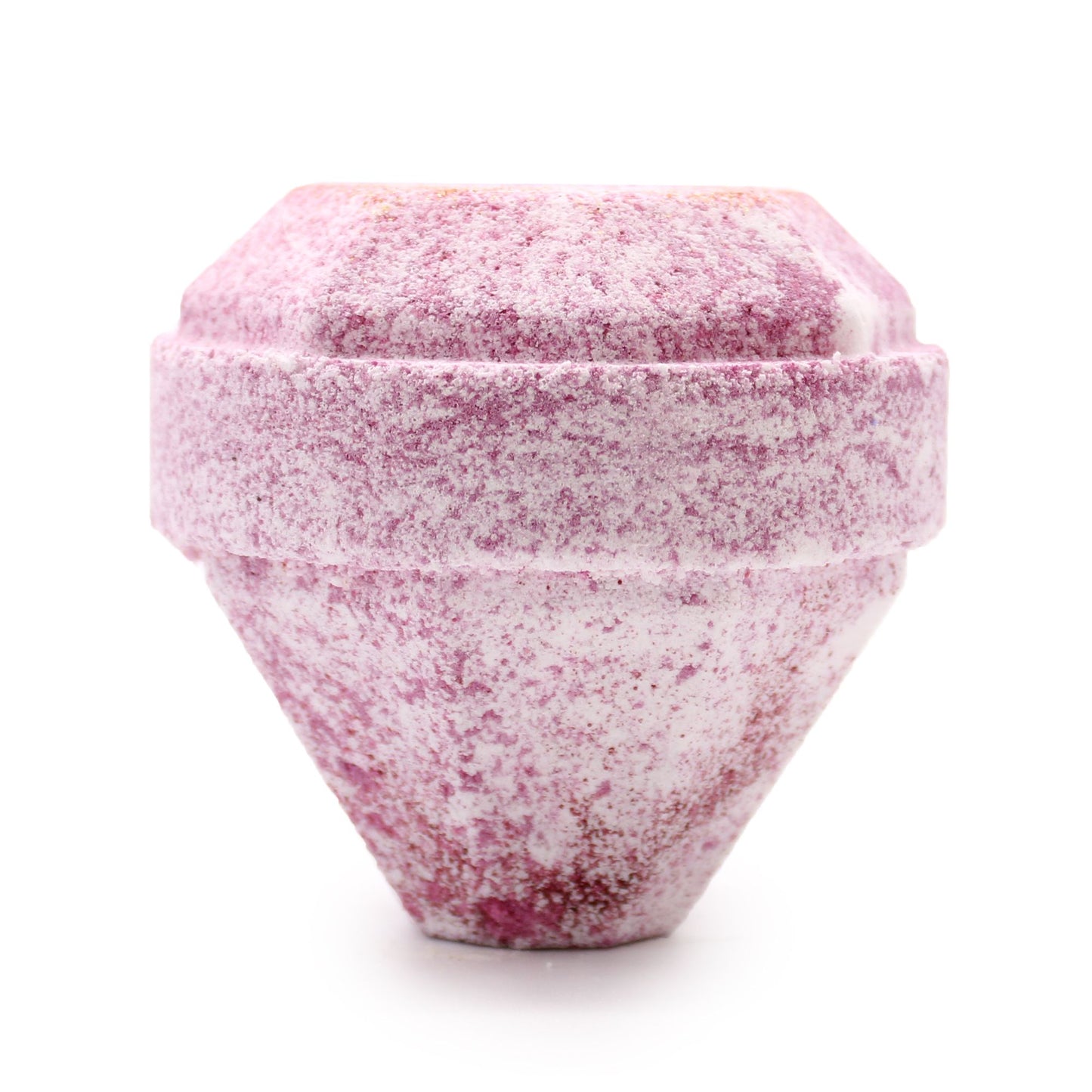 Angular gemstone-shaped bath bomb in vibrant white and red colours with a subtle glossy finish.