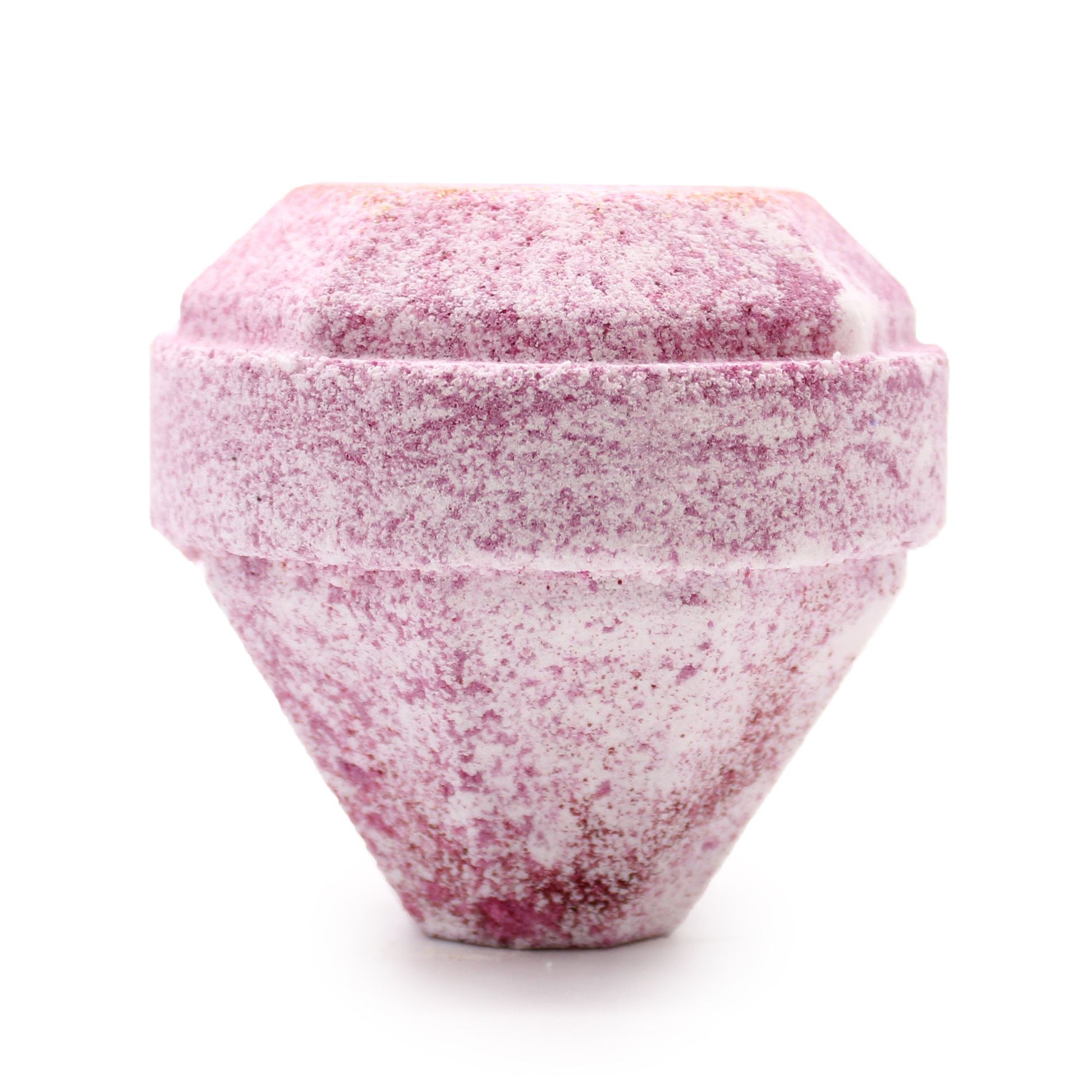 Angular gemstone-shaped bath bomb in vibrant white and red colours with a subtle glossy finish.