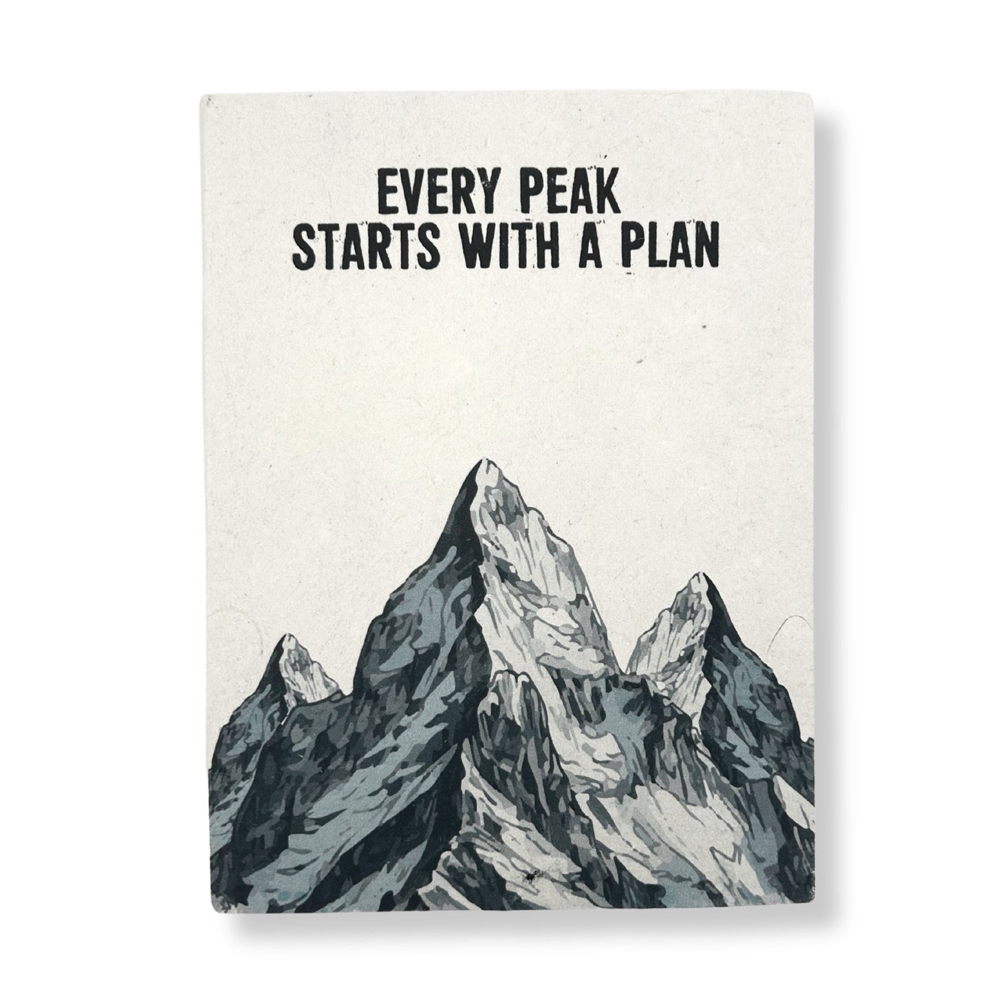 Large handmade lokta paper notebook featuring a minimalist mountain peak design and a matching bookmark.