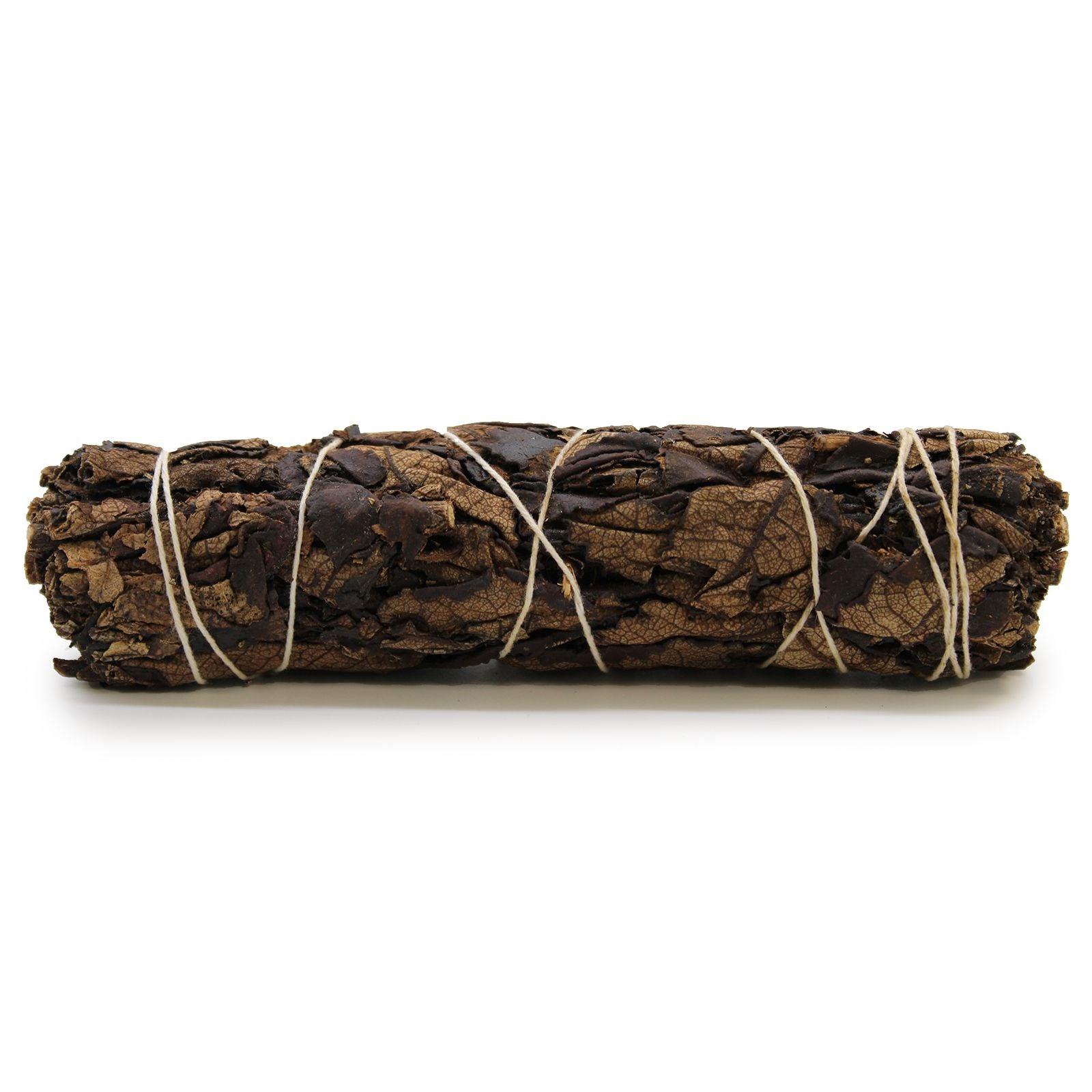A single 15cm dried black sage smudge stick tied with white string on a neutral background.
