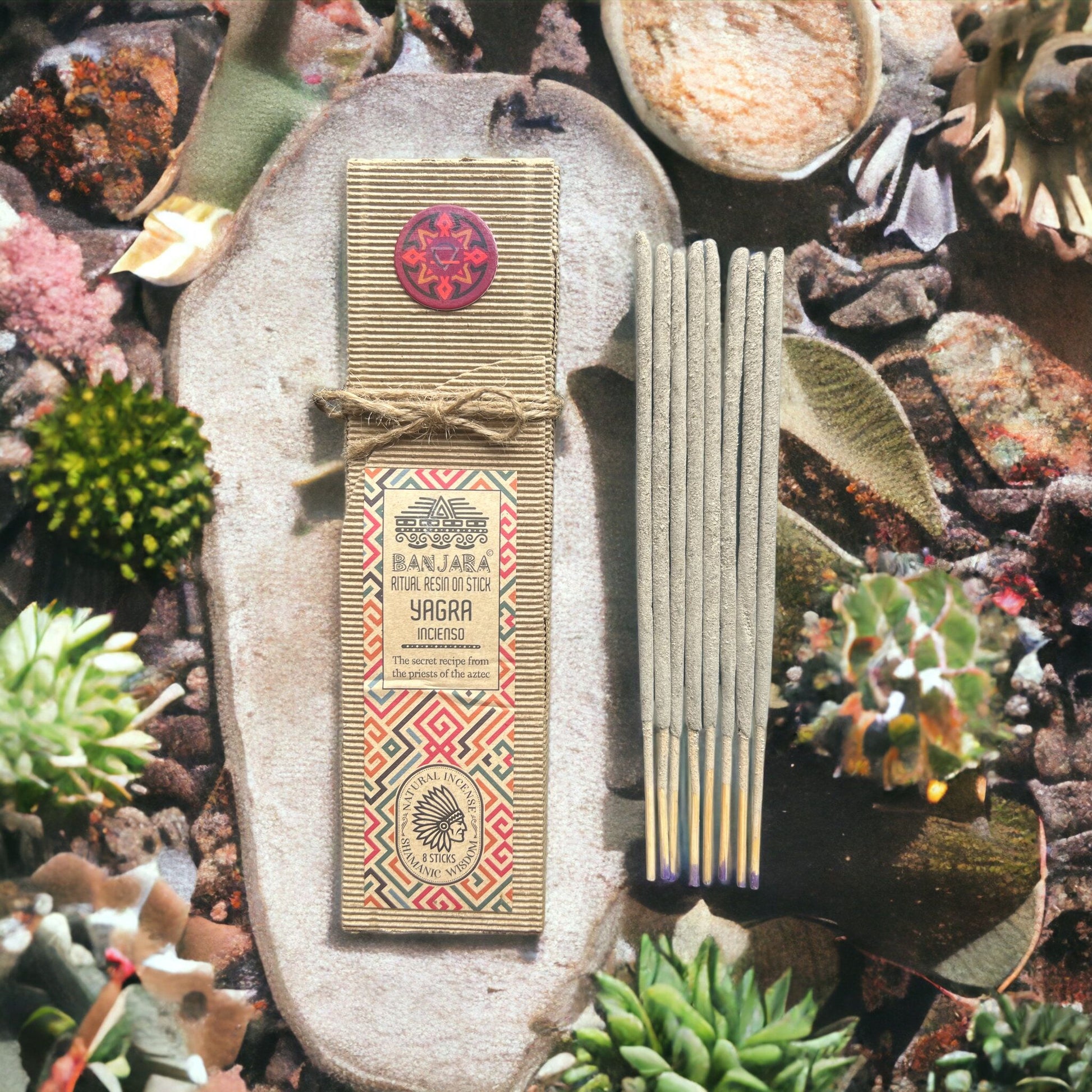 Handcrafted ritual resin incense stick with a thick, textured natural coating for spiritual ceremony and meditation.